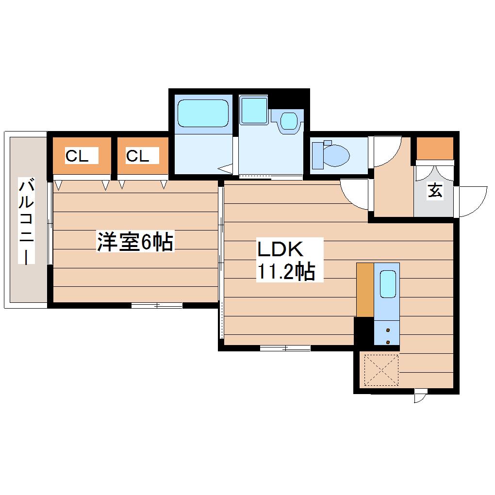 アビタシオン広瀬瑞鳳(1LDK/1階)の間取り写真