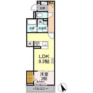アリヴィオ(1LDK/2階)の間取り写真