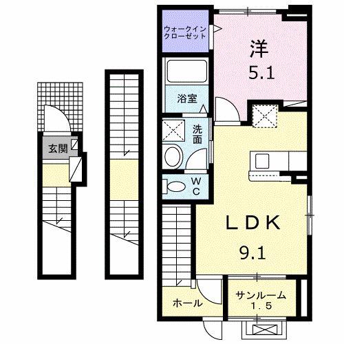 グランフォルム B(1LDK/3階)の間取り写真