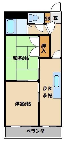 ヨコミゾマンション(2DK/3階)の間取り写真