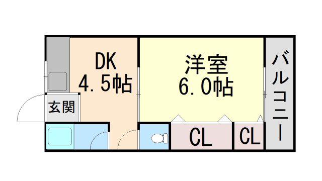 ハイツサンフラワー(1DK/2階)の間取り写真