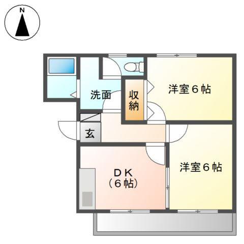 プチボヌール(2DK/1階)の間取り写真