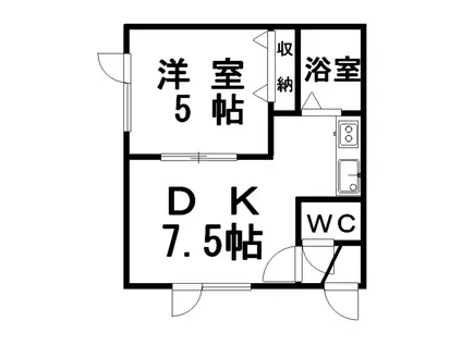 ひまわりハイツ昭和(1DK/1階)の間取り写真