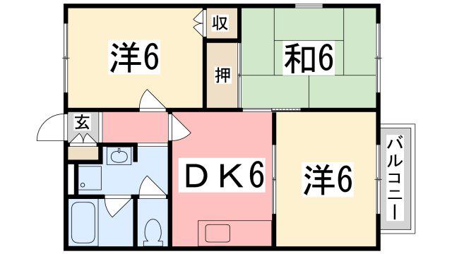 スマイル伊保I棟(3DK/2階)の間取り写真
