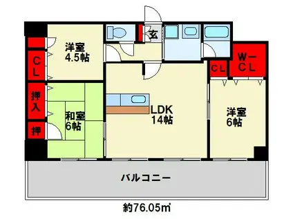 パラシオ二島(3LDK/4階)の間取り写真