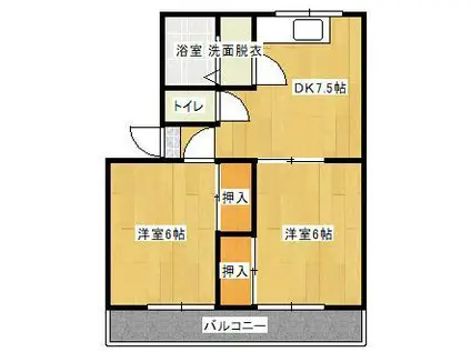 山下ビル(2DK/2階)の間取り写真