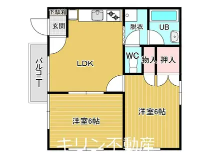 山崎ビル(2DK/3階)の間取り写真