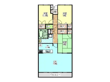 第3続木マンション(3LDK/3階)の間取り写真