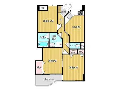 メゾンタケウチII(3DK/2階)の間取り写真