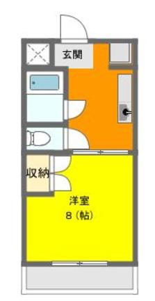 マンションジュネスVI(1DK/2階)の間取り写真