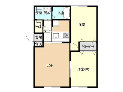 ボヌール前平(2LDK/2階)の間取り写真