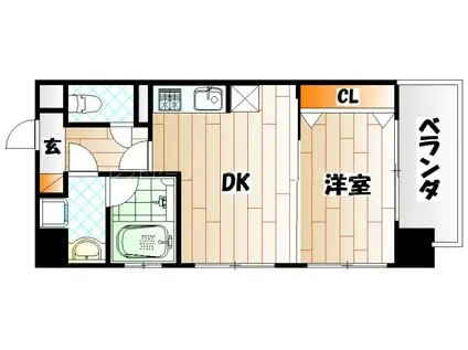 ルネッサンス21小倉東(1DK/9階)の間取り写真