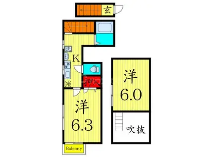 ハイムプリマヴェーラ A棟(2K/2階)の間取り写真