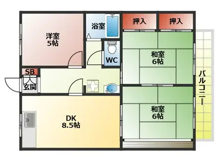 コーポファミール(3DK/1階)の間取り写真