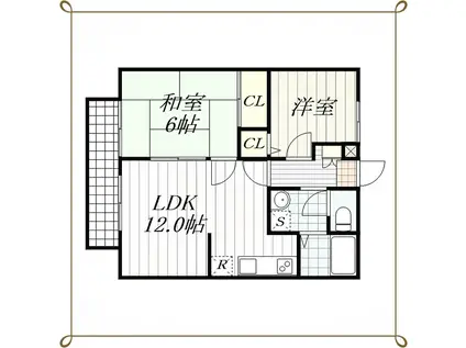 銀杏ハイツ(2LDK/2階)の間取り写真