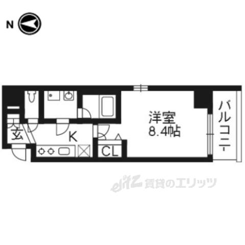 ベラジオ京都洛南グルーブ(1K/7階)の間取り写真