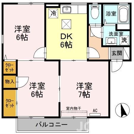 ロイヤルガーデン子安C(3DK/1階)の間取り写真