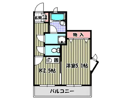 ヴィラナカヤマ(1K/2階)の間取り写真