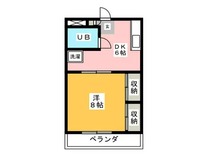 ONビル(1DK/3階)の間取り写真