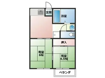 第一 コーポ三栗(2DK/1階)の間取り写真