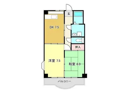ハイツハピィバリー II(2DK/3階)の間取り写真