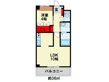 フローライトガーデン(1LDK/1階)の間取り写真