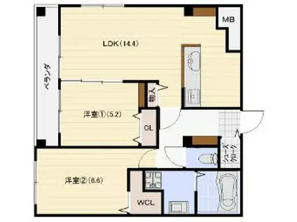 L`ALBA DI SECONDO(2LDK/5階)の間取り写真