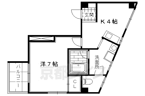 中徳マンション(1K/2階)の間取り写真