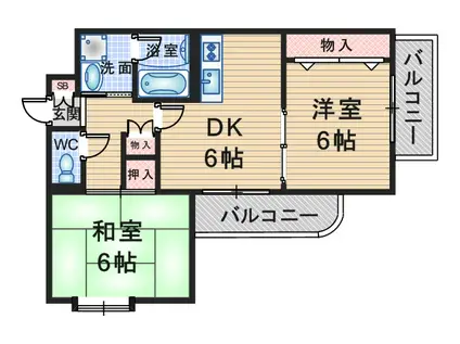 万代マンションII(2DK/3階)の間取り写真
