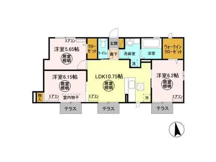 セリナ木更津(3LDK/1階)の間取り写真