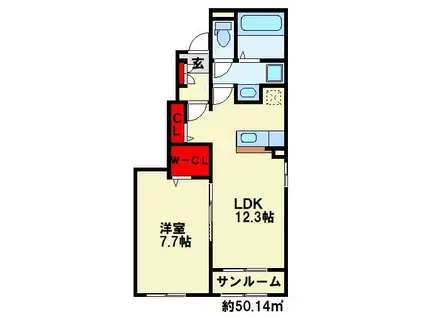 メゾン ド ジュネス III(1LDK/1階)の間取り写真