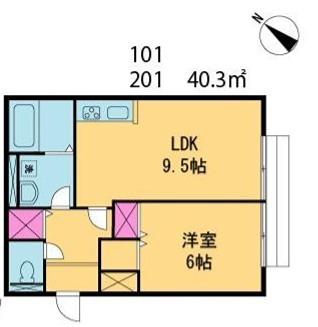 グリーンフィールズ(1LDK/2階)の間取り写真