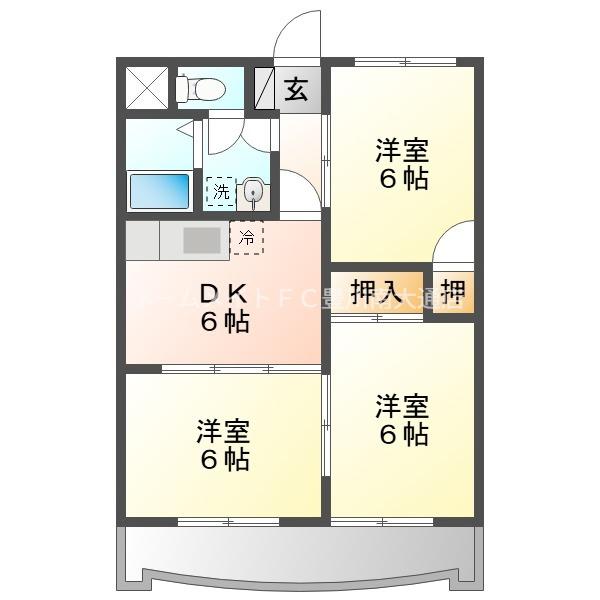 フィオーレ豊橋(3DK/2階)の間取り写真