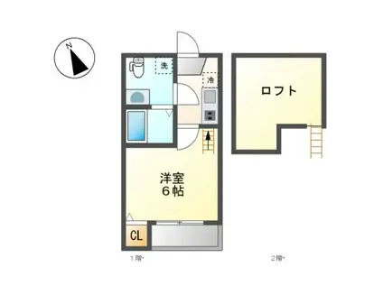 フェリーチェ(1K/1階)の間取り写真