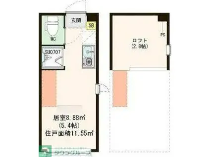 ハーモニーテラス桜上水III(ワンルーム/2階)の間取り写真