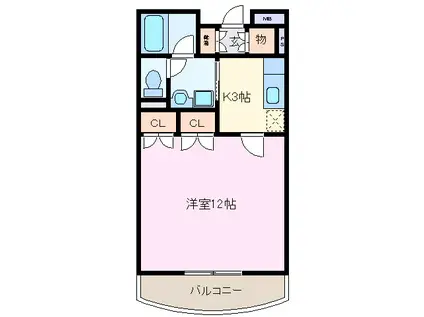 エスティIII(1K/3階)の間取り写真