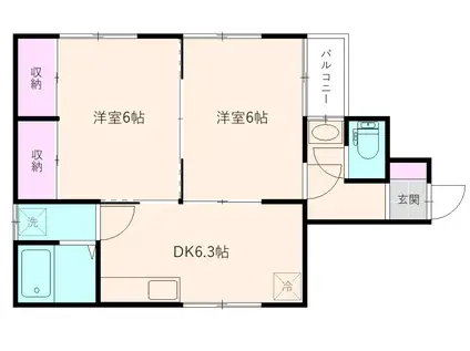 ポートサイドヴィラ窪田町(2DK/1階)の間取り写真