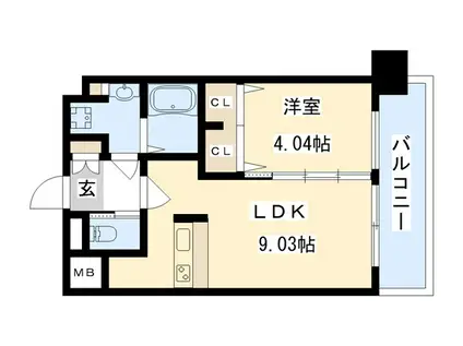 プレジオ関目(1LDK/3階)の間取り写真