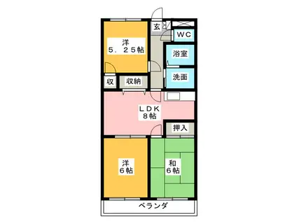 ARTRAマンション B棟(3DK/7階)の間取り写真