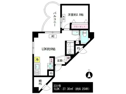 三田ハウス(1LDK/2階)の間取り写真