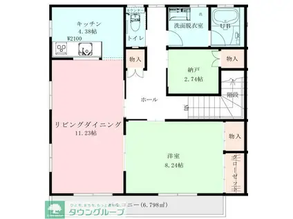 スイートハイツⅡ(1SLDK/2階)の間取り写真