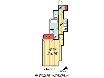 シャルム・ドゥ・プランドールII(1K/7階)の間取り写真