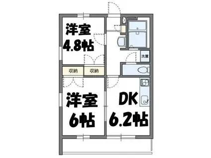 東武野田線 東岩槻駅 徒歩25分 3階建 築29年(2DK/3階)の間取り写真