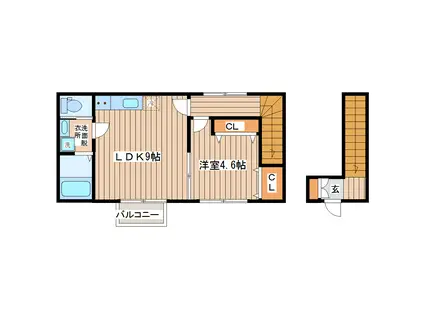 JOIE(1LDK/2階)の間取り写真