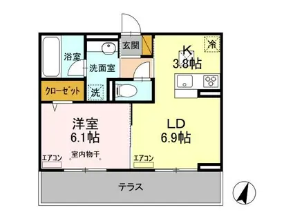 ラシーヌ A(1LDK/1階)の間取り写真