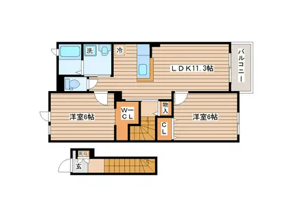 オーブ・メゾンI(2LDK/2階)の間取り写真