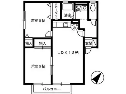 SONIA A棟(2LDK/2階)の間取り写真