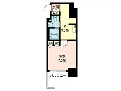 セレニティコート虎ノ門(1K/8階)の間取り写真