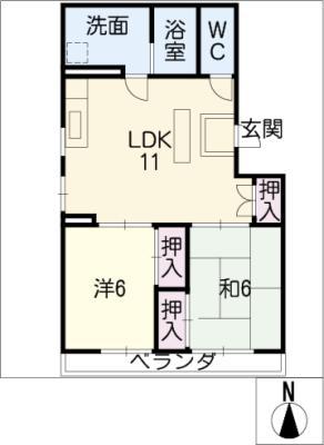 KSマンション(2LDK/2階)の間取り写真