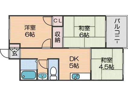 塩田マンション(3DK/3階)の間取り写真